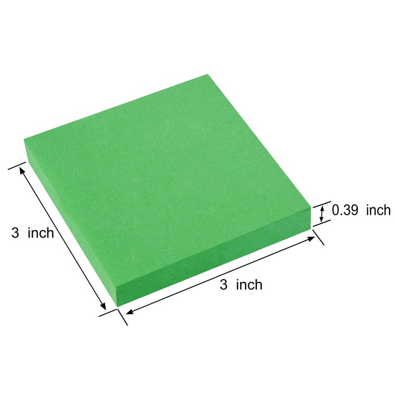 ZCZN 400 Sheets Pop-up Sticky Notes, 3 x 3 Inches, 4 Pads Bright Color Self-Stick Notes, 100 Sheets/Pad, Green - Image 2
